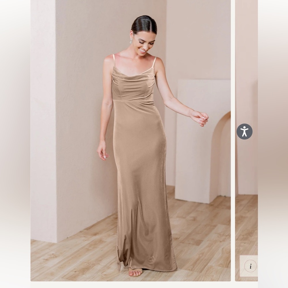 Revelry Champagne 602 Skye Velvet Bridesmaid Dress